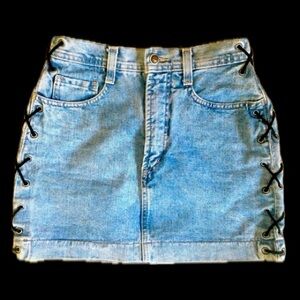 🇨🇦 Vintage Parasuco Santana Mini Denim Laced Skirt • Made in Canada